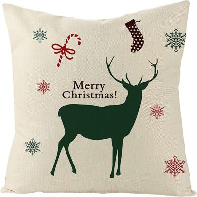 China Wholesale Mordern Canvas Pillow Case With Christmas Gift Red And Green Patterns for sale