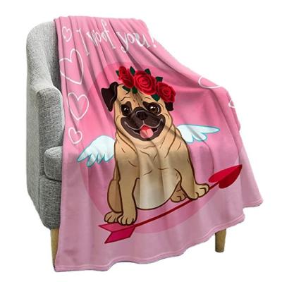 China Modern Wholesale Flannel Blanket With Pink Cute Dog Pattern for sale