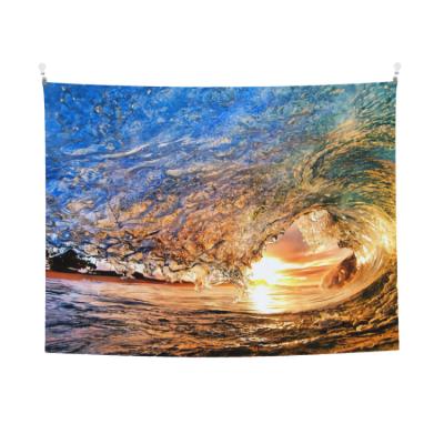 China Modern hot sale sea wave polyester wall hanging tapestry for living room home decor for sale