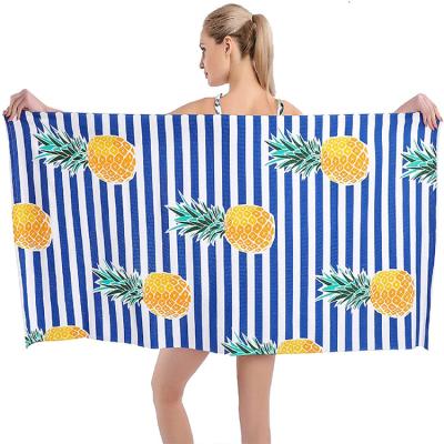 China Pineapple Blue and White Striped Accessories High Absorbent QUICK DRY Beach Towel for sale