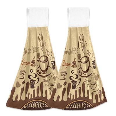 China Retro Amazon Sale Bathroom Cartoon Brown Coffee American Hot QUICK DRY Hand Towel for sale