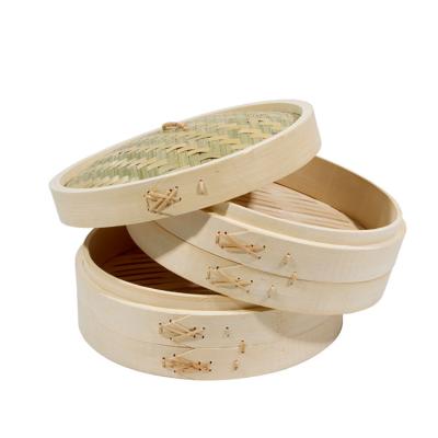 China Factory Direct Sales Sustainable Kitchen Food Bamboo Steamer Basket For Dim Sum for sale