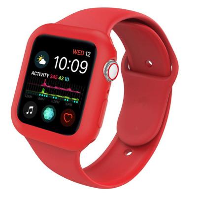 China Lightweight Wristbands For Apple Watch Band 40mm 44mm With Soft TPU Case Sport Silicone Strap For iWatch Series 4/3/2/1 Edition Wristband for sale