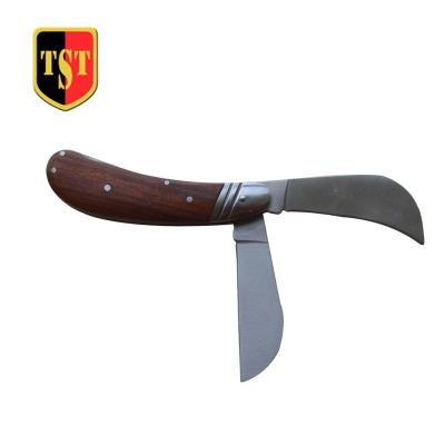 China Screw Release Cable Knife With Double Blades Wooden Handle for sale