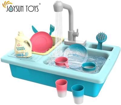 China Kids Playing Color Changing Kitchen Sink Toys With Running Water, Automatic Water Cycle System Play House Pretend Role Play Toys For Kids for sale