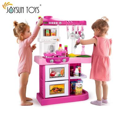 China Kids Play Kitchen Play Set Pretend Food - 53 PCS Pink Kitchen Toys for Toddlers, Toy Accessories Toddler Set with Real Sounds and Light for sale