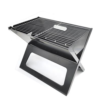 China Easily Assembled Portable X Shape BBQ Grill, Collapsible Folding Grills, Black Notebook Charcoal Grill, BBQ, Outdoor Camping for sale