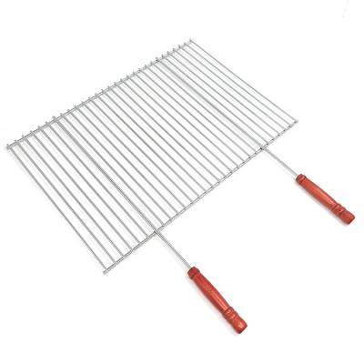 China Outdoor Corrosion Resistance Large Size BBQ Grill Mesh With Two Wooden Handles, BBQ Grill Rack for sale