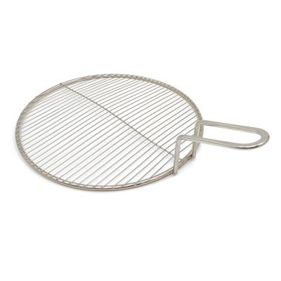 China Easily Cleaned 33CM Round Stainless Steel BBQ Wire Mesh, Korean BBQ Grill Net With Handle, BBQ Accessories for sale