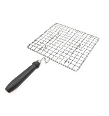 China Corrosion Resistance Large Size Square Stainless Steel Wire Roaster Rack for Papad Jali, Roti Jali and Chapatti Toast, Roasting Net with Wooden Handle for sale