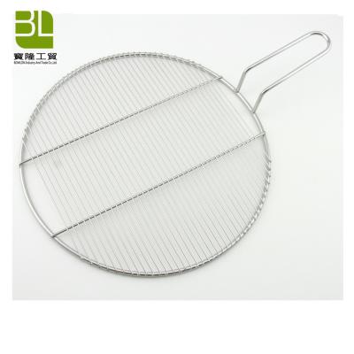 China Corrosion Resistance 33CM Korea Stainless Steel Barbecue BBQ Grill Mesh With Handle for sale