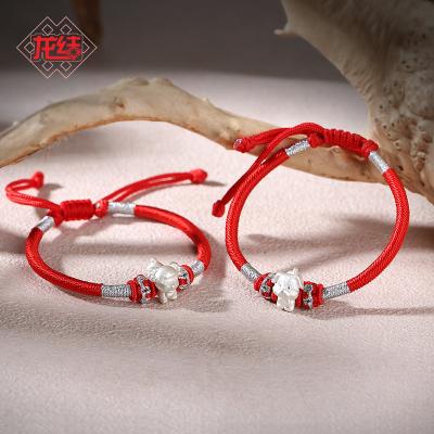 China 2020 New Arrival 999 FASHIONABLE Silver Animal Bracelet LONGJIE Zodiac Unisex Handmade Red Rope Bracelet for sale