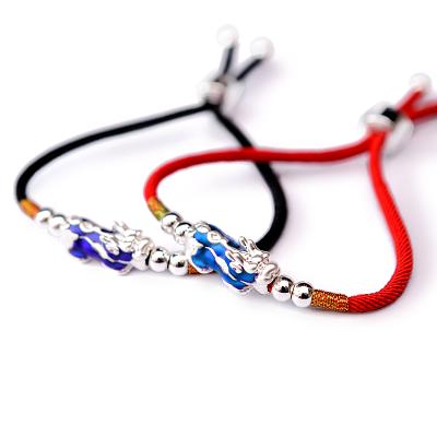 China 999 style 999 style unisex heat sensitive silver pixiu fashion handmade LONGJIE rope bracelet for sale