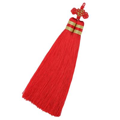 China LONGJIE Curtain Factory Supply Double Head Polyester Silk Tassel Hanging Decorative Tassels for sale