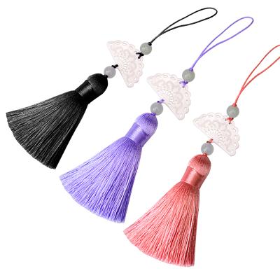 China LONGJIE Decorative Manufacturer Sells Multicolor Shell Fan Pendant Manually Knitting Chinese Knot Landmark Tassel for sale