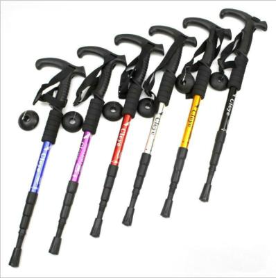 China Climb Mountains Factory Manufacture Aluminum Folding Stick Ultralight Alpenstock For Outdoor Activities for sale