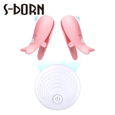 China Small Dolphin Nipple Vibrator S-Born Wireless Remote Control Vibrating Breast Clip Nipple Stimulator Electric with Wireless Remote Control for sale