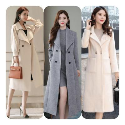 China New High-end Breathable Mid Length Cashmere Coat Women's Slim Woolen Coat Jacket Woolen Coat for sale