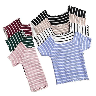 China hot sale Anti-wrinkle women's short-sleeve knit women's T-shirts fashionable women's short sleeve blouse ladies knit tops for sale