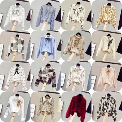 China Wholesale Cheap Anti-shrink Collar 2022 Four Seasons New Long Sleeve V Women's Blouse Loose Bottom Fold Bottom for sale