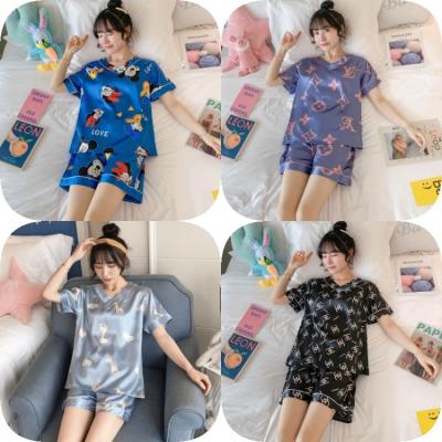 China Breathable ladies home wear short-sleeved autumn pants pajamas suit women wholesale for sale