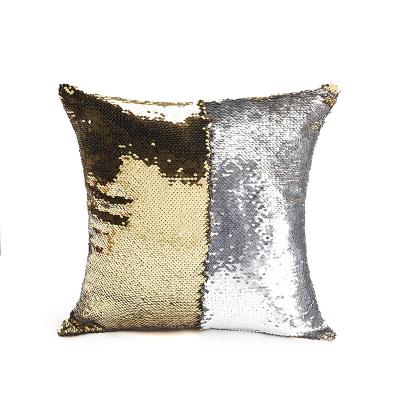 China Wholesale Price Two Color Viable High Quality Sequined Pillow Case Home Decoration Cushion Cover for sale