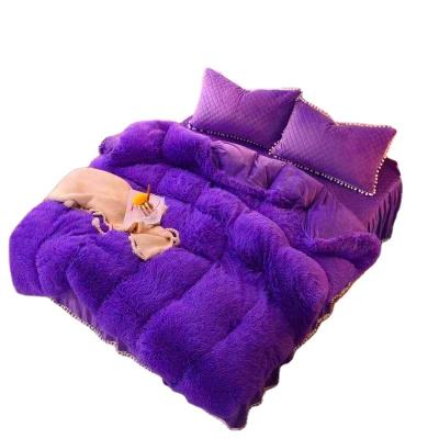 China Custom made winter popular malleable adult warm plush children anti-pilling purple zipper bedding set comforters wholesale for sale