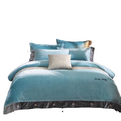 China Anti-pilling Fleece Trusted Modern Polyester Super Soft Velor Flannelette Flannelette Duvet Cover Set High Quality Quilted Lined Duvet Cover Set for sale