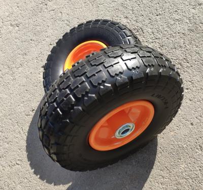 China Building Material Stores Polyurethane Wheel 10 Inch 4.10/3.50-4 Inch Hand Truck Cart Wheel Render Polyurethane PU Heavy Duty Flat Freewheel for sale