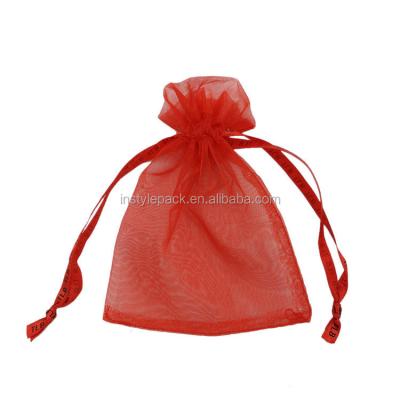 China Wholesale Custom Security Red Organza Cosmetic Drawstring Bag For Gift for sale