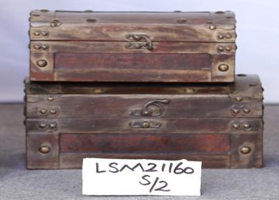 China Handicraft Dark Brown FSC S26 Rustic Wooden Chest Trunk for sale