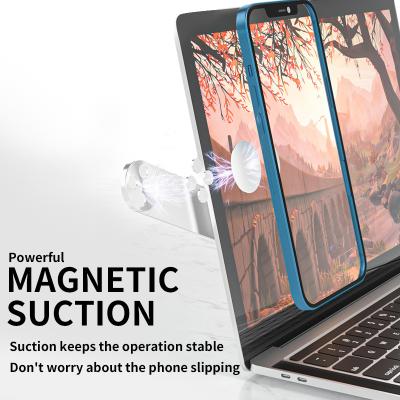 China Adjustable Aluminum Alloy Double-Screen Extension Bracket Suitable For Mobile Phone Computer PC Side Screen Magnetic Attraction Metal Bracket for sale