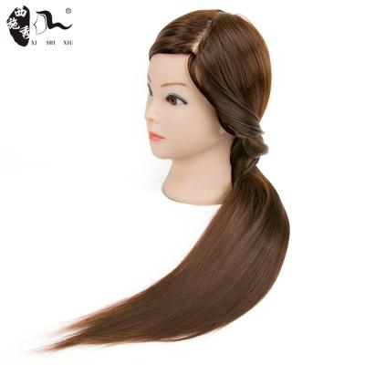 China Beautiful Inflatable Wholesale Cosmetology Mannequin Heads XISHIXIUHAIR BRAND Cheap Price Synthetic Training Head Hair For Hairdressers for sale