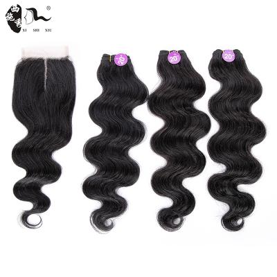 China XISHIXIU HAIR bundle 80%human hair bundle Japan deep wave bundles with closure 20inch mixed hair body wave mixed for sale