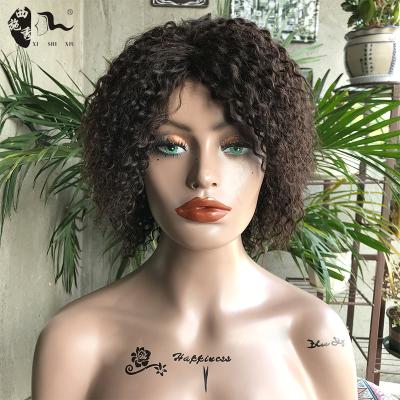 China XISHIXIU Water Wave Curly HAIR Curly Synthetic Mixed 80% Hair Wigs Machine Made Hair Wig For Color Women 8Inches Heat Resistant Fiber for sale