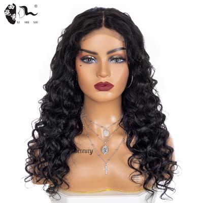 China Water Wave XISHIXIU HAIR made in China 20inch loose curl hair mix for factory supplier 4*4 hair mix wigs lace front wig for sale