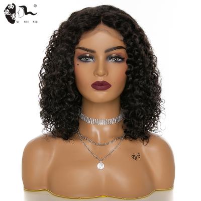 China XISHIXIU Water Wave XISHIXIU Synthetic Hair Front Wig 4*4 Curl Water Curl Lace Front Wig Synthetic Fiber Lace Front Wig Lead Black Wig for sale