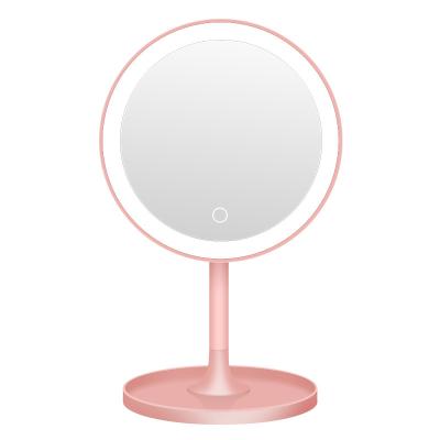 China Portable Custom Logo Folding Desktop Cosmetic Small Rectangle Tabletop Ladies Makeup Lighted Led Mirror With Light for sale