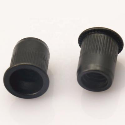 China Matte Black Flat Head Knurled Hollow Rivet Nuts For Furniture Fasteners for sale