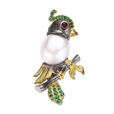 China Fashion Jewelry China Fashion Bird Cute Handmade Silver Brooch Pin Custom Pearl Brooch for sale