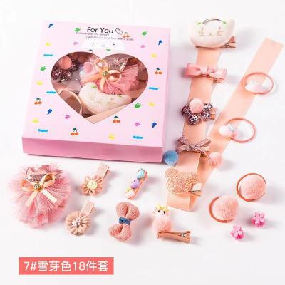 China Popular 18 Piece Children's Hair Clip Princess Headdress Girl Hairpin Hair Tie Gift Box Set Korean Cartoon Bow Headband for sale