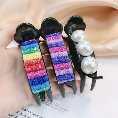 China Cute Lady DING YI Fashional Rainbow Head Balls Hair Set Device Korean Girl Head Back Pearl Hook Clip Resin Alloy Jewelry Hair Accessories for sale