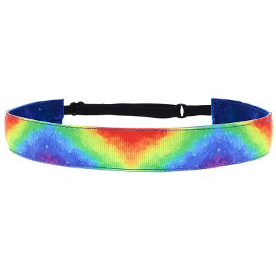 China Popular Kids Tie Dye Hair Band Gradient Rainbow Hair Band Headband Sports Anti-slip Headband for sale