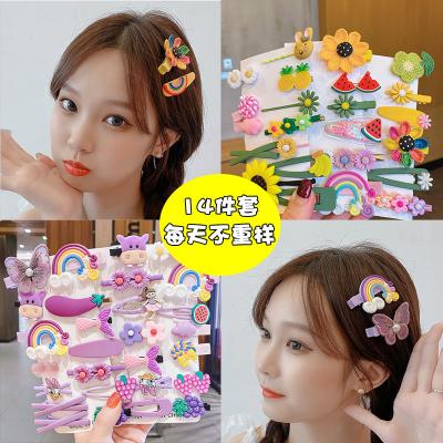 China Popular cute kids hair clips set sweet rainbow fruit hair clip accessories for babies for sale