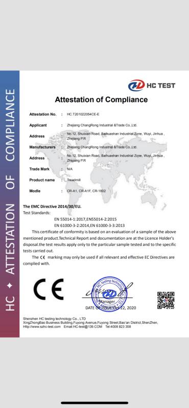 CE - Zhejiang Changrong Industry&Trade Co., Ltd.