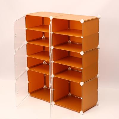 China Orange Simple Plastic Cube Shoe Rack Cabinet Box DIY (Height) Adjustable Storage Organizer for sale