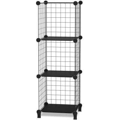 China Metal Wire 3-Cube Storage Rack Shelf DIY Shelf Small Sustainable Black for sale