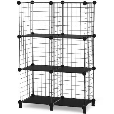 China Viable Black Metal Wire Cube Shelf Storage Rack Small Shelf DIY for sale