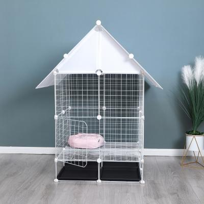 China Breathable Animal Cage Small Pet Cat And Dog Fence Indoor Teddy Door With Toilet for sale