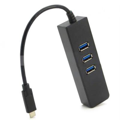 China Type C to 3 Port USB Hub with RJ45 Gigabit Ethernet 3 in 1 Type C Hub UH02 for sale